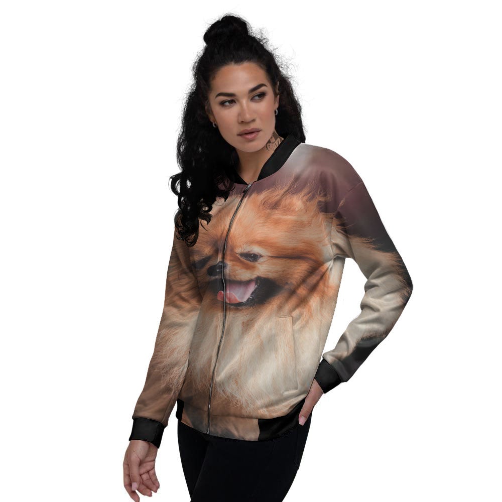 Portrait Vintage Pomeranian Women's Bomber Jacket-grizzshop