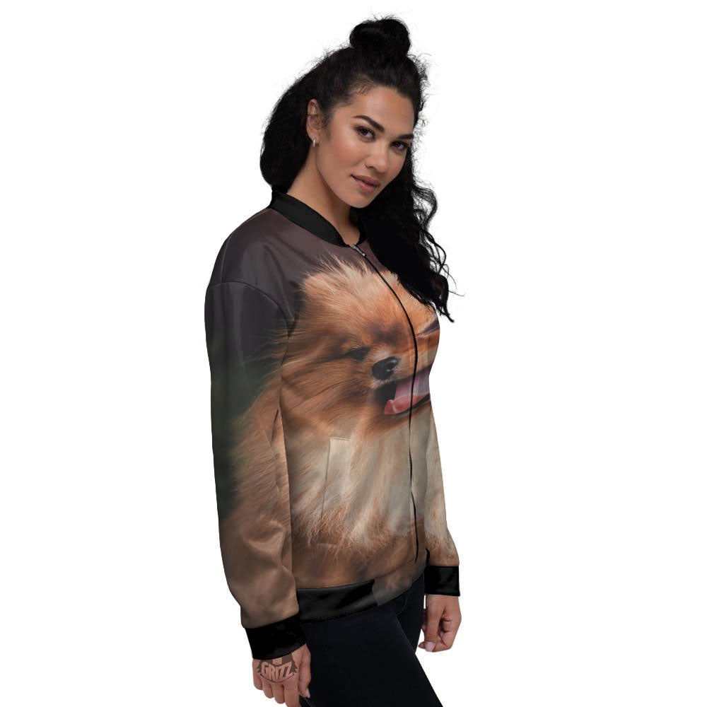 Portrait Vintage Pomeranian Women's Bomber Jacket-grizzshop