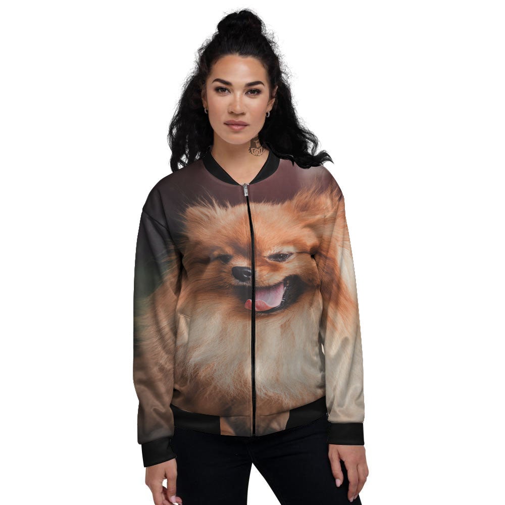 Portrait Vintage Pomeranian Women's Bomber Jacket-grizzshop