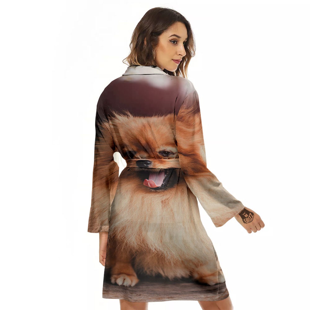 Portrait Vintage Pomeranian Women's Robe-grizzshop