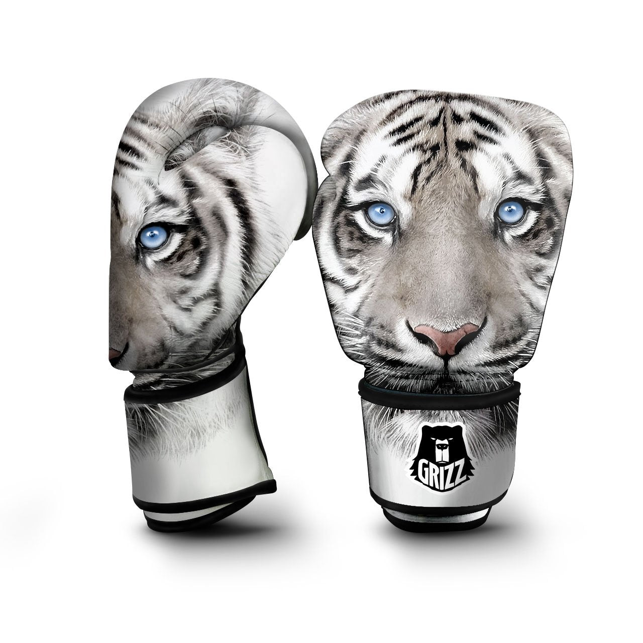 Portrait White Tiger Print Boxing Gloves-grizzshop