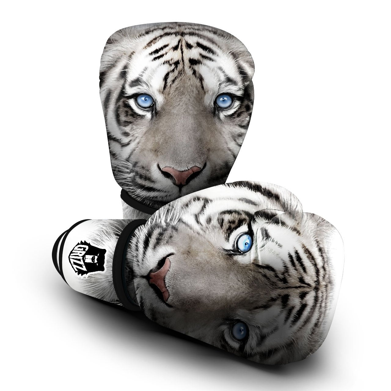 Portrait White Tiger Print Boxing Gloves-grizzshop