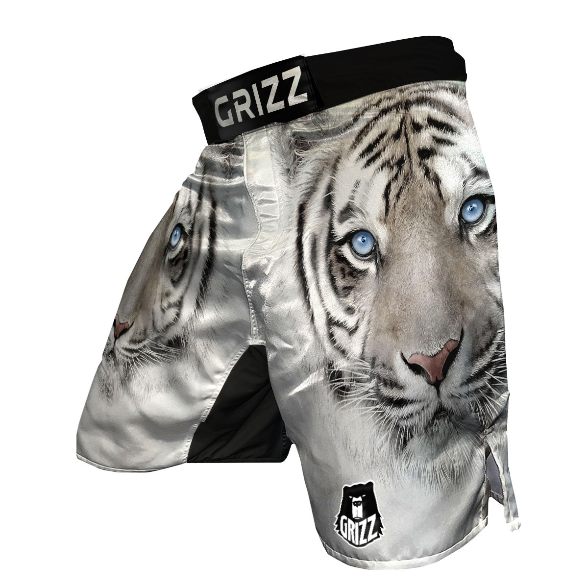 Portrait White Tiger Print MMA Shorts-grizzshop