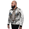 Portrait White Tiger Print Men's Bomber Jacket-grizzshop