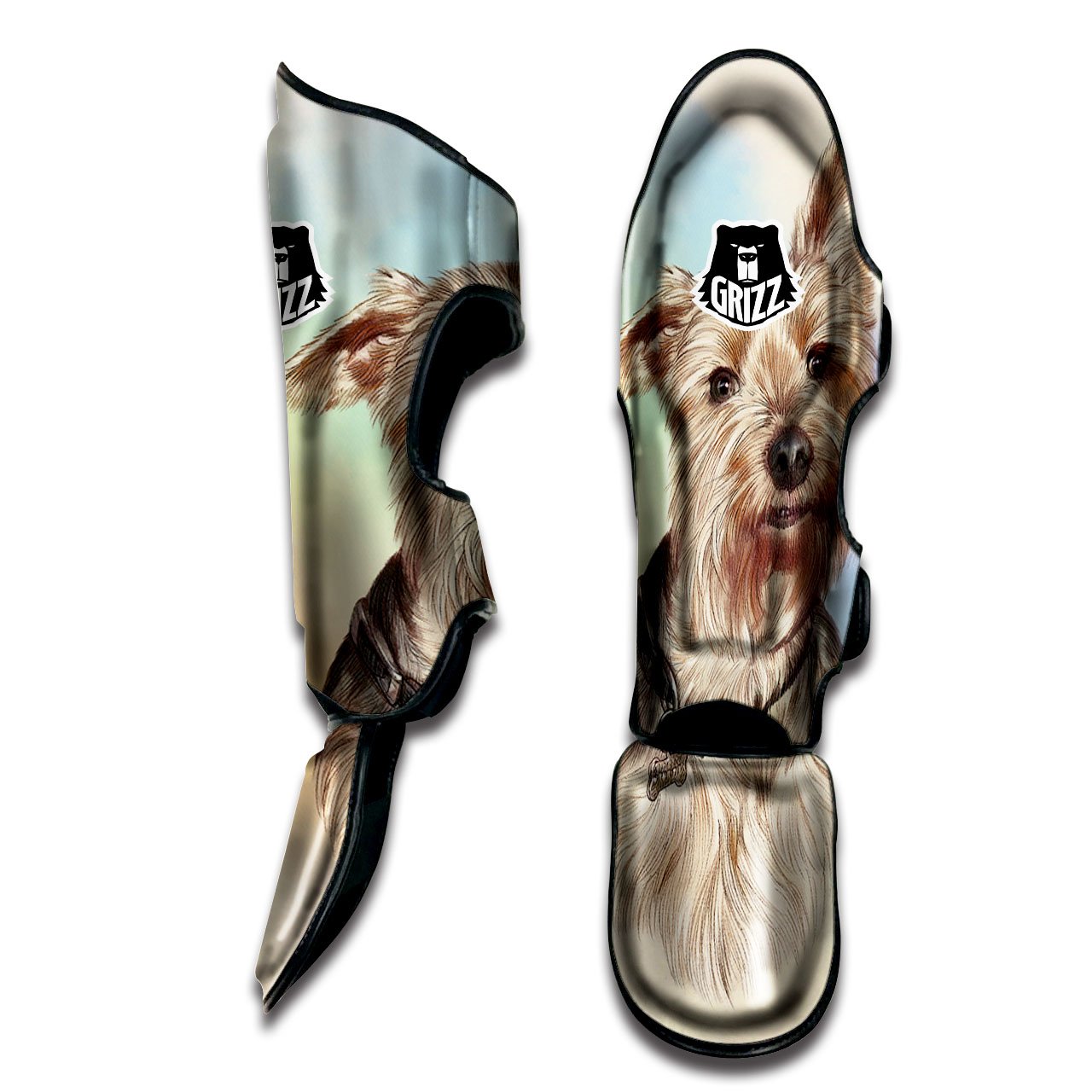 Portrait Yorkshire Terrier Print Muay Thai Shin Guards-grizzshop