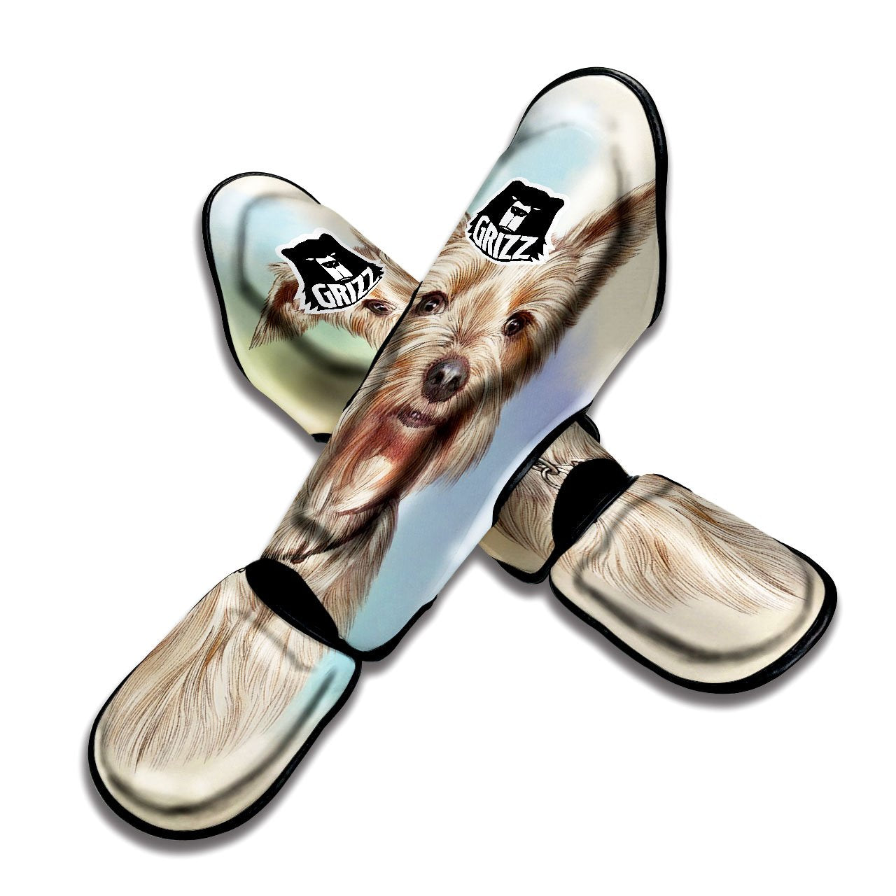 Portrait Yorkshire Terrier Print Muay Thai Shin Guards-grizzshop