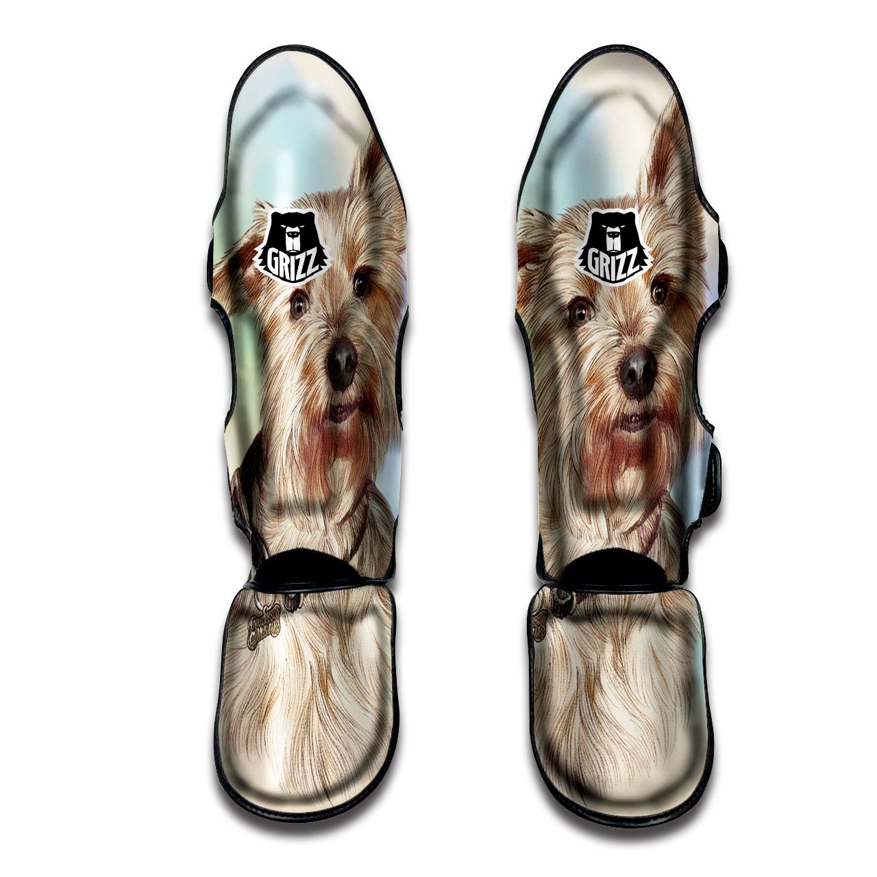 Portrait Yorkshire Terrier Print Muay Thai Shin Guards-grizzshop