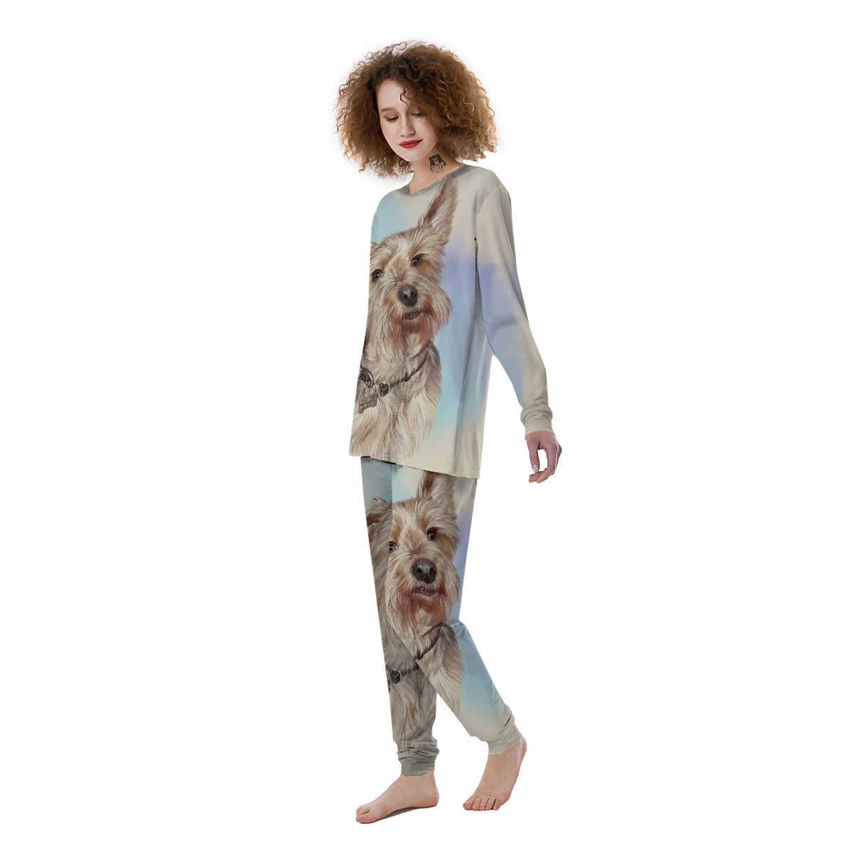 Portrait Yorkshire Terrier Print Women's Pajamas-grizzshop