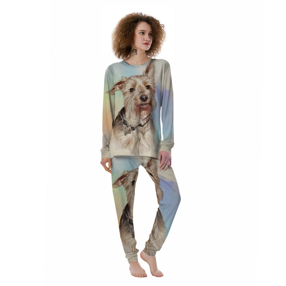 Portrait Yorkshire Terrier Print Women's Pajamas-grizzshop