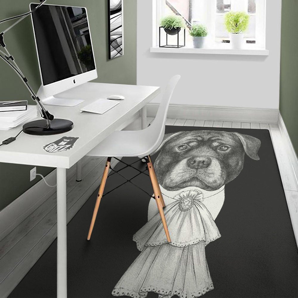 Portrait Rottweiler Vintage Print Floor Mat-grizzshop