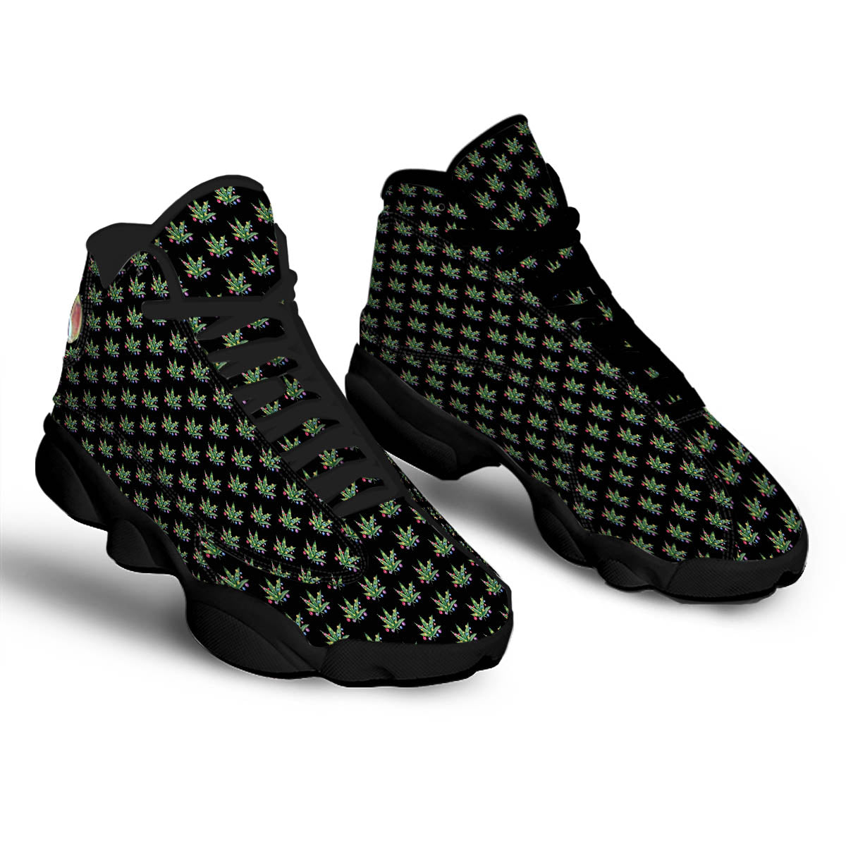 Pot Leaf Christmas Print Pattern Black Basketball Shoes-grizzshop