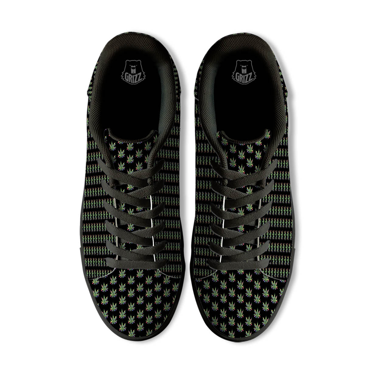 Pot Leaf Christmas Print Pattern Black Low Top Sneakers-grizzshop