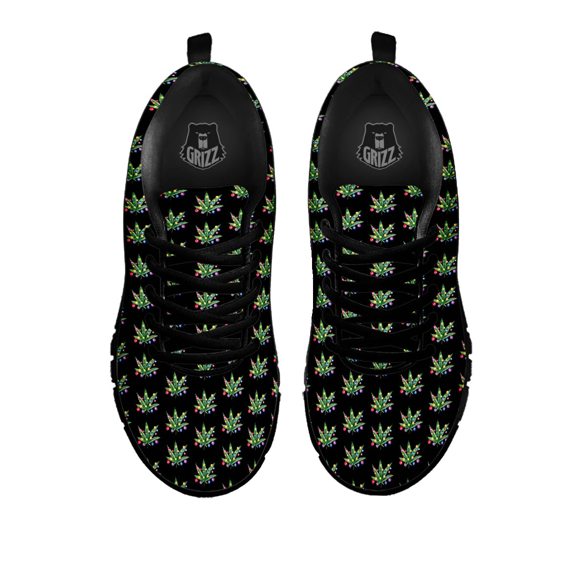 Pot Leaf Christmas Print Pattern Black Sneaker-grizzshop