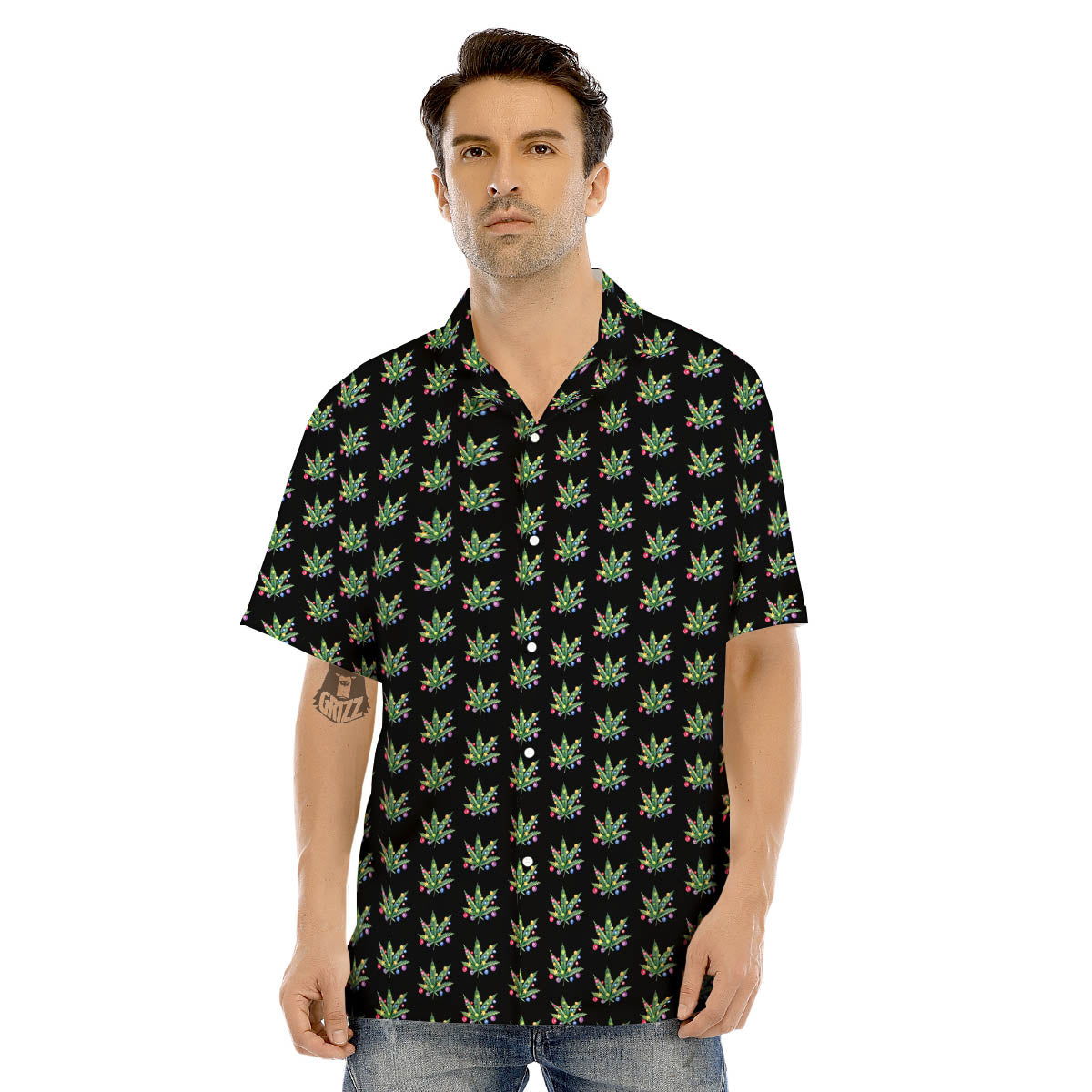 Pot Leaf Christmas Print Pattern Men's Hawaiian Shirt-grizzshop