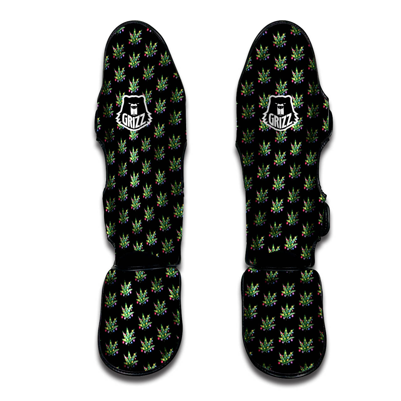 Pot Leaf Christmas Print Pattern Muay Thai Shin Guards-grizzshop