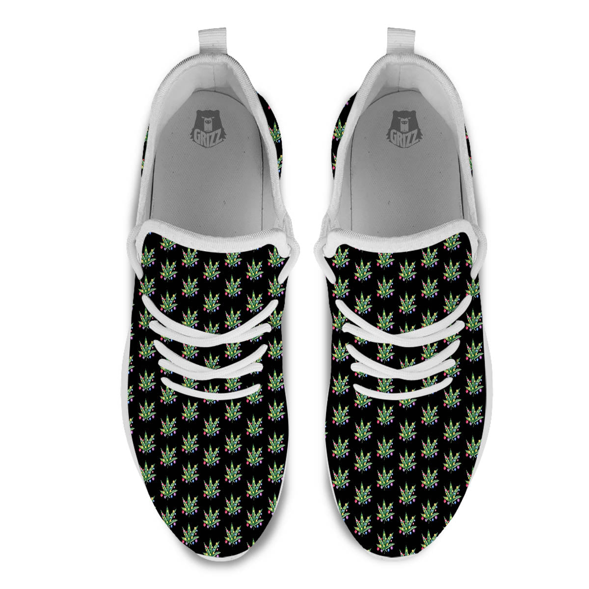 Pot Leaf Christmas Print Pattern White Athletic Shoes-grizzshop