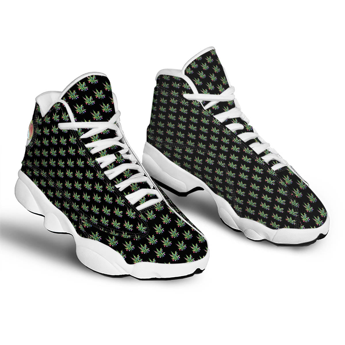 Pot Leaf Christmas Print Pattern White Basketball Shoes-grizzshop