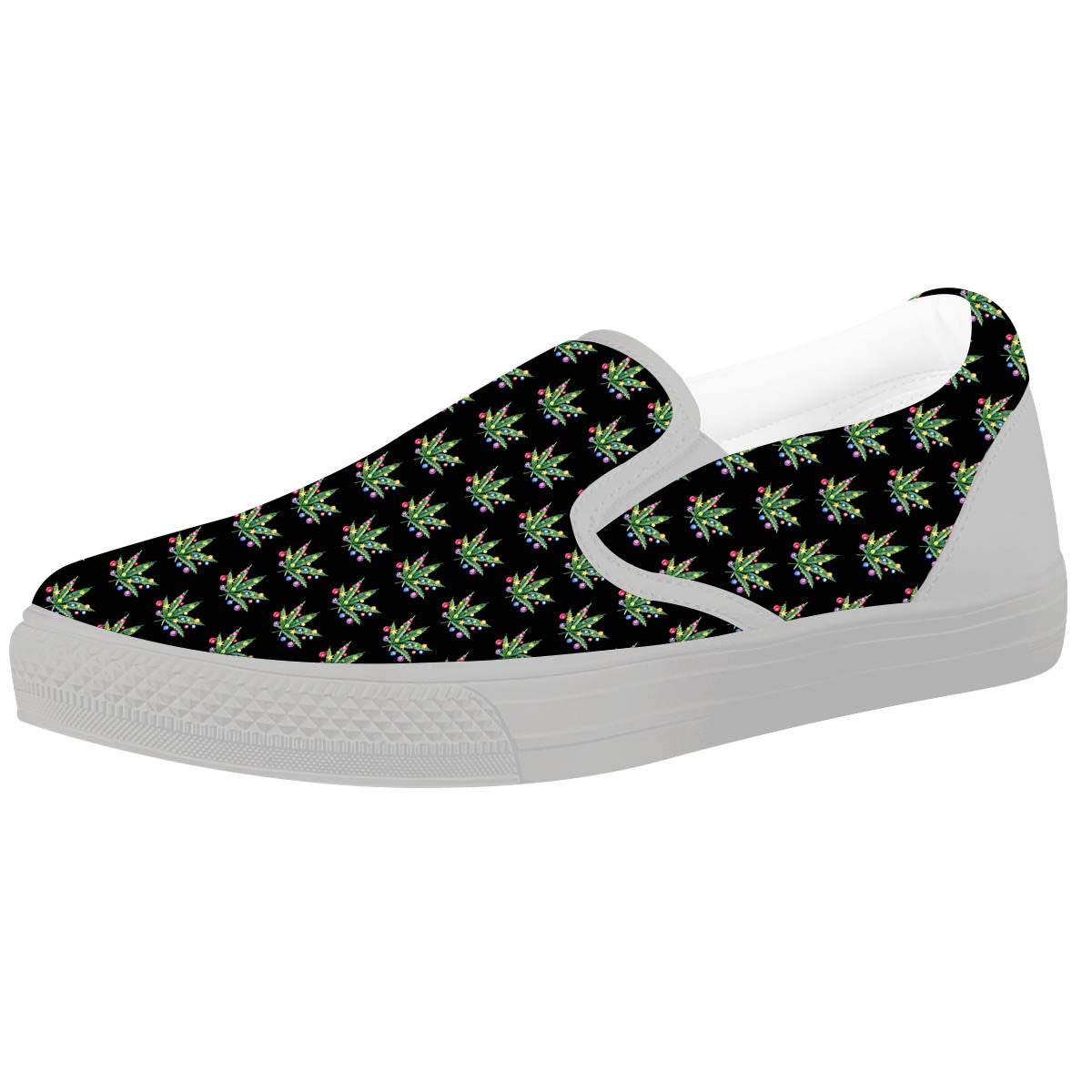 Pot Leaf Christmas Print Pattern White Slip On Shoes-grizzshop