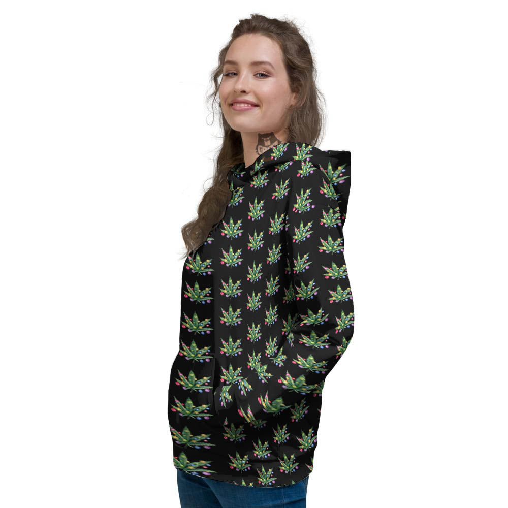 Pot Leaf Christmas Print Pattern Women's Hoodie-grizzshop