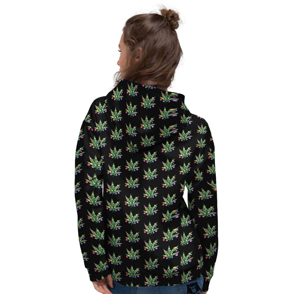 Pot Leaf Christmas Print Pattern Women's Hoodie-grizzshop
