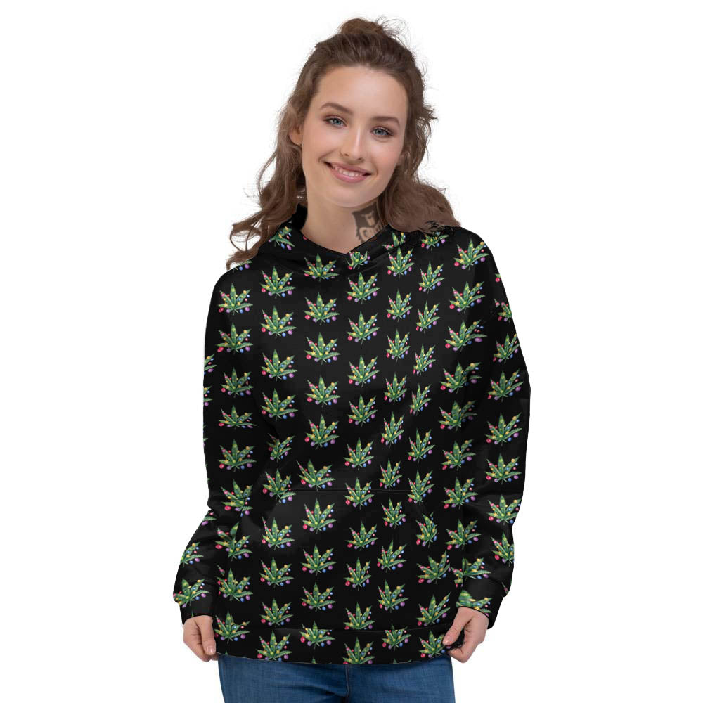 Pot Leaf Christmas Print Pattern Women's Hoodie-grizzshop