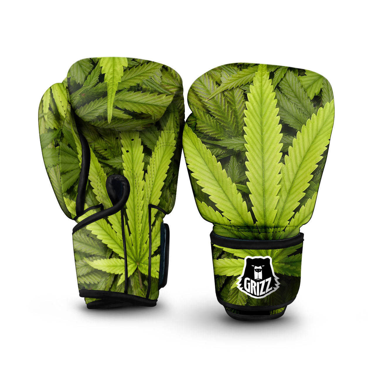 Pot Leaf Green Print Boxing Gloves-grizzshop