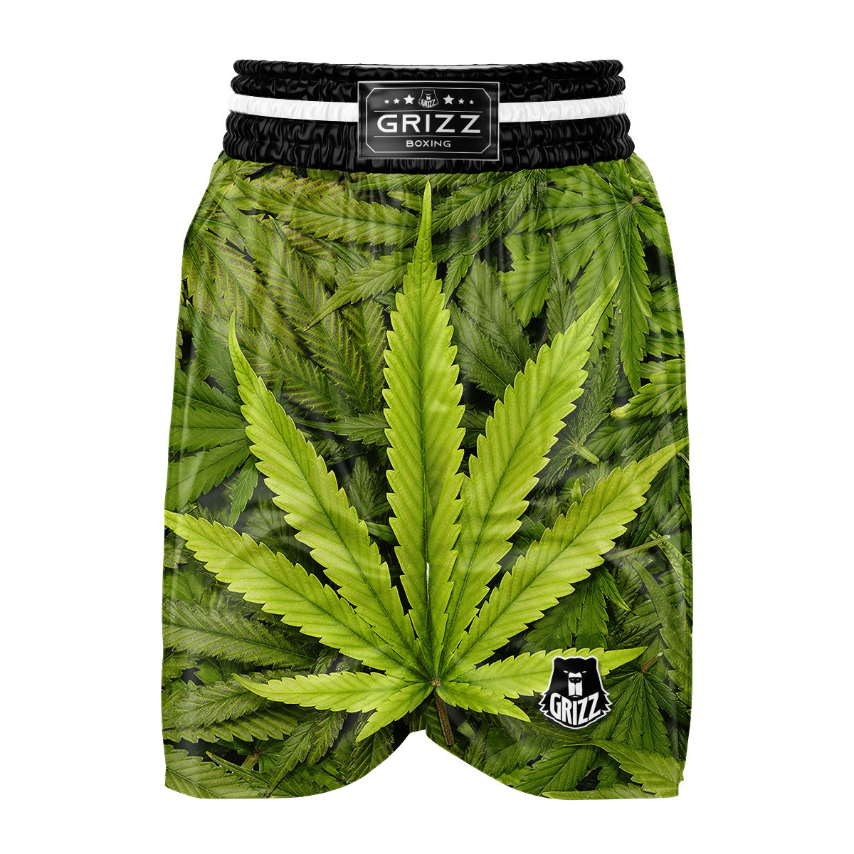 Pot Leaf Green Print Boxing Shorts-grizzshop