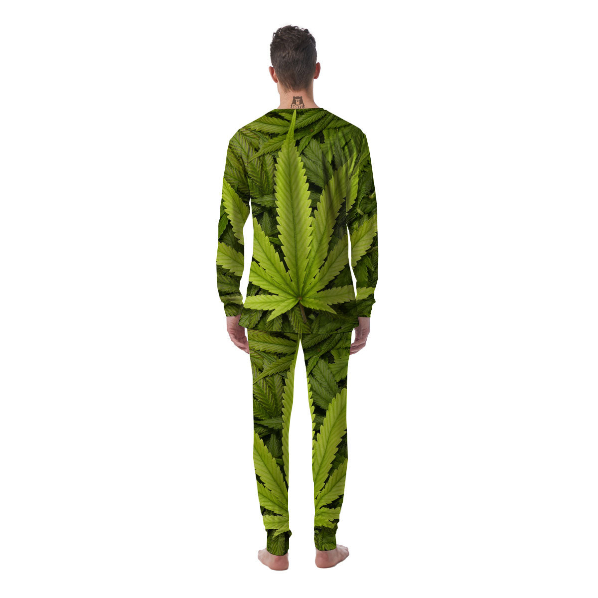 Pot Leaf Green Print Men's Pajamas-grizzshop