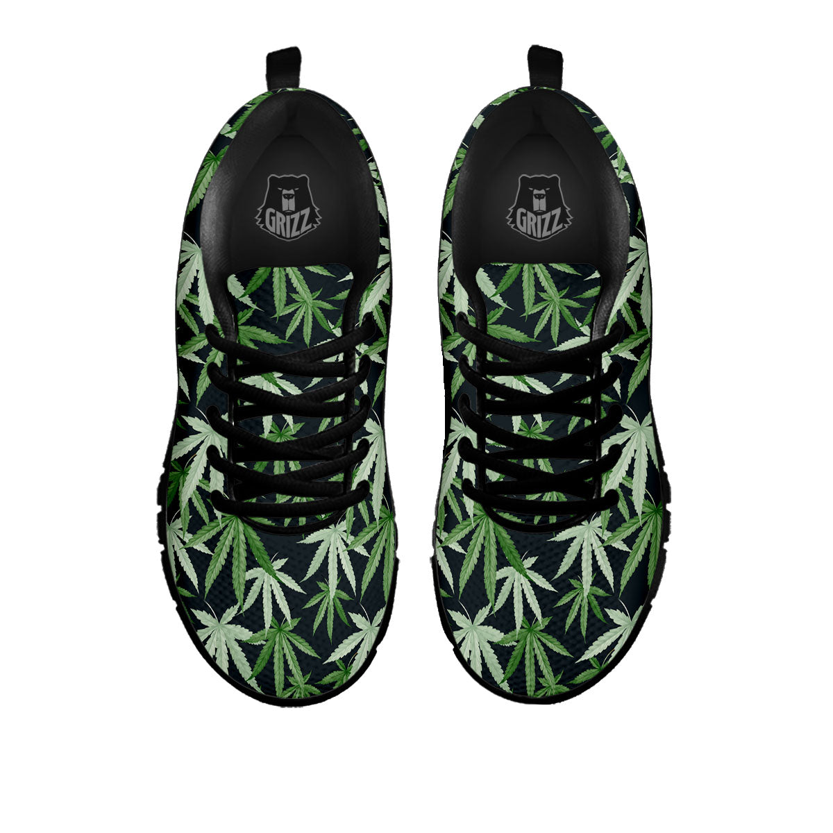 Pot Leaf Green Print Pattern Black Sneaker-grizzshop