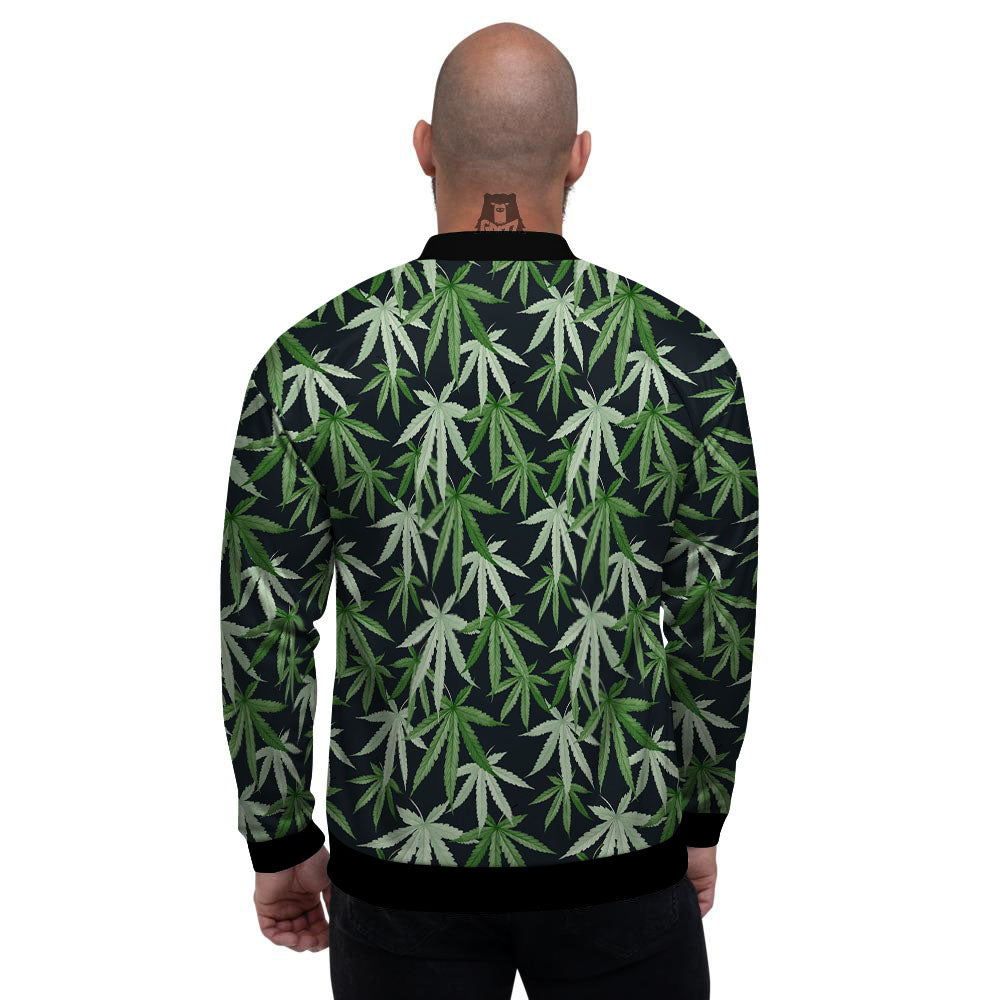 Pot Leaf Green Print Pattern Men's Bomber Jacket-grizzshop