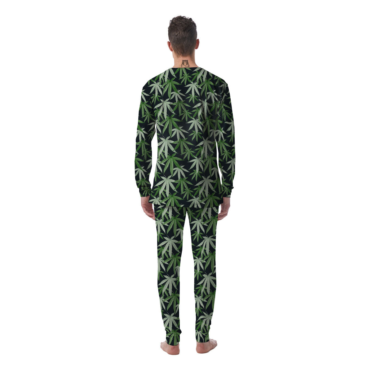 Pot Leaf Green Print Pattern Men's Pajamas-grizzshop