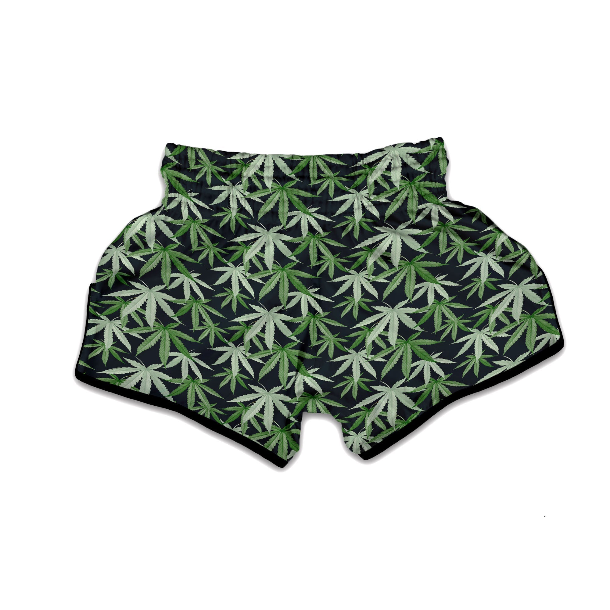 Pot Leaf Green Print Pattern Muay Thai Boxing Shorts-grizzshop