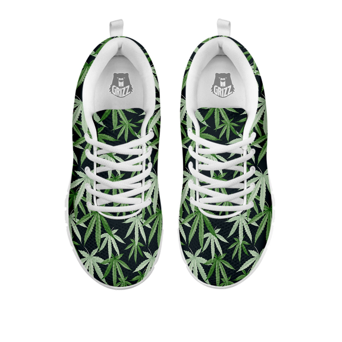 Pot Leaf Green Print Pattern White Sneaker-grizzshop