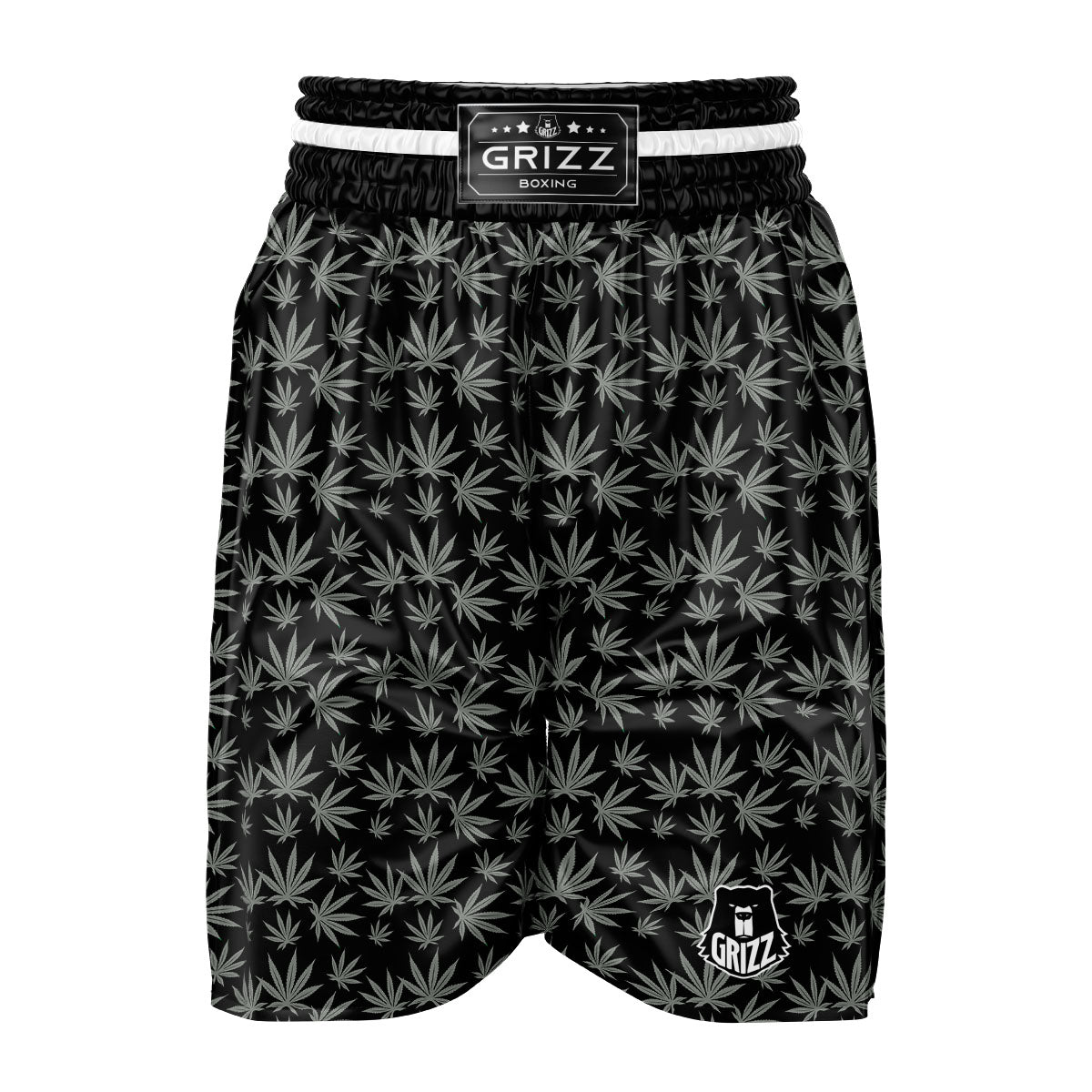 Pot Leaf Grey And Black Print Pattern Boxing Shorts-grizzshop