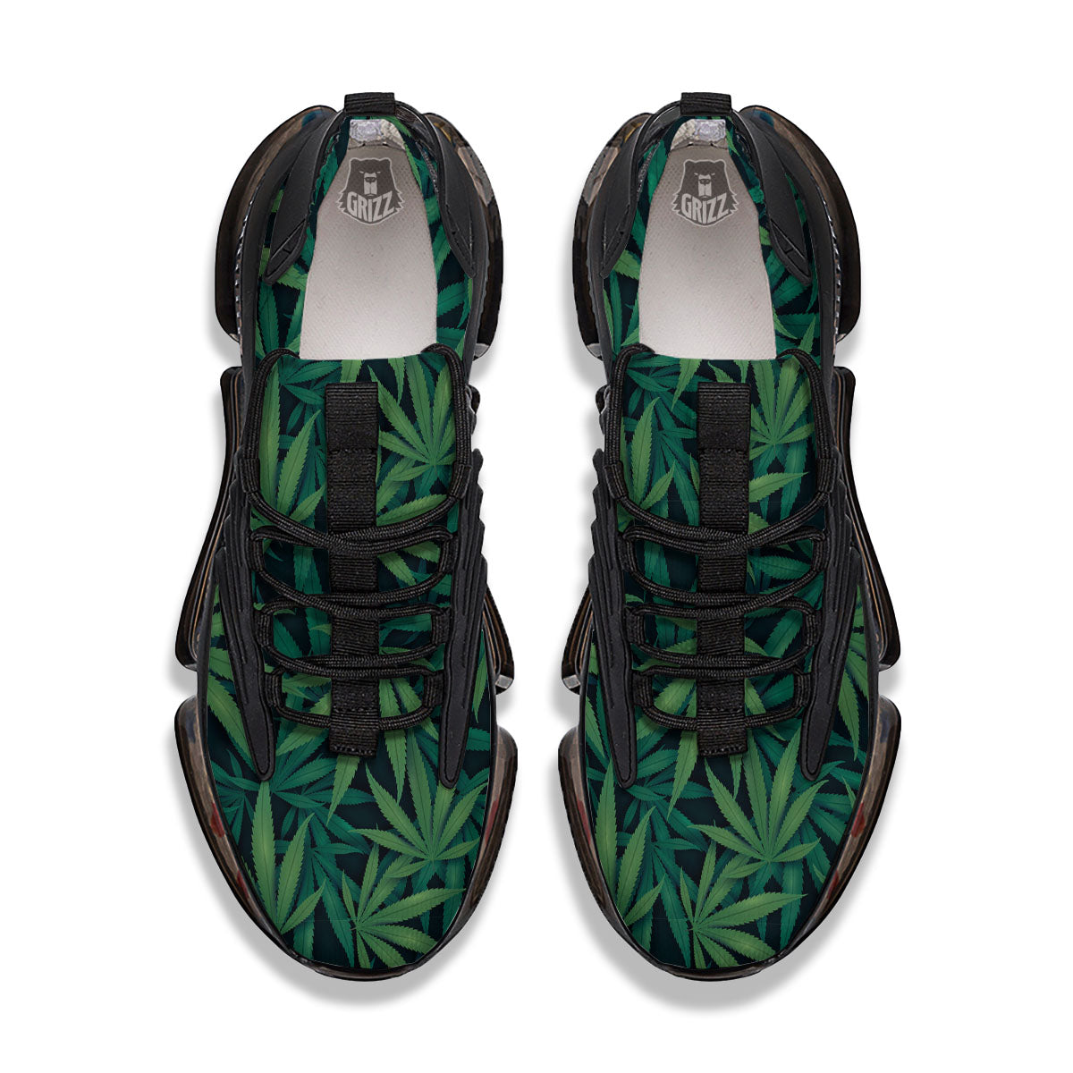 Pot Leaf Print Pattern Black Gym Shoes-grizzshop