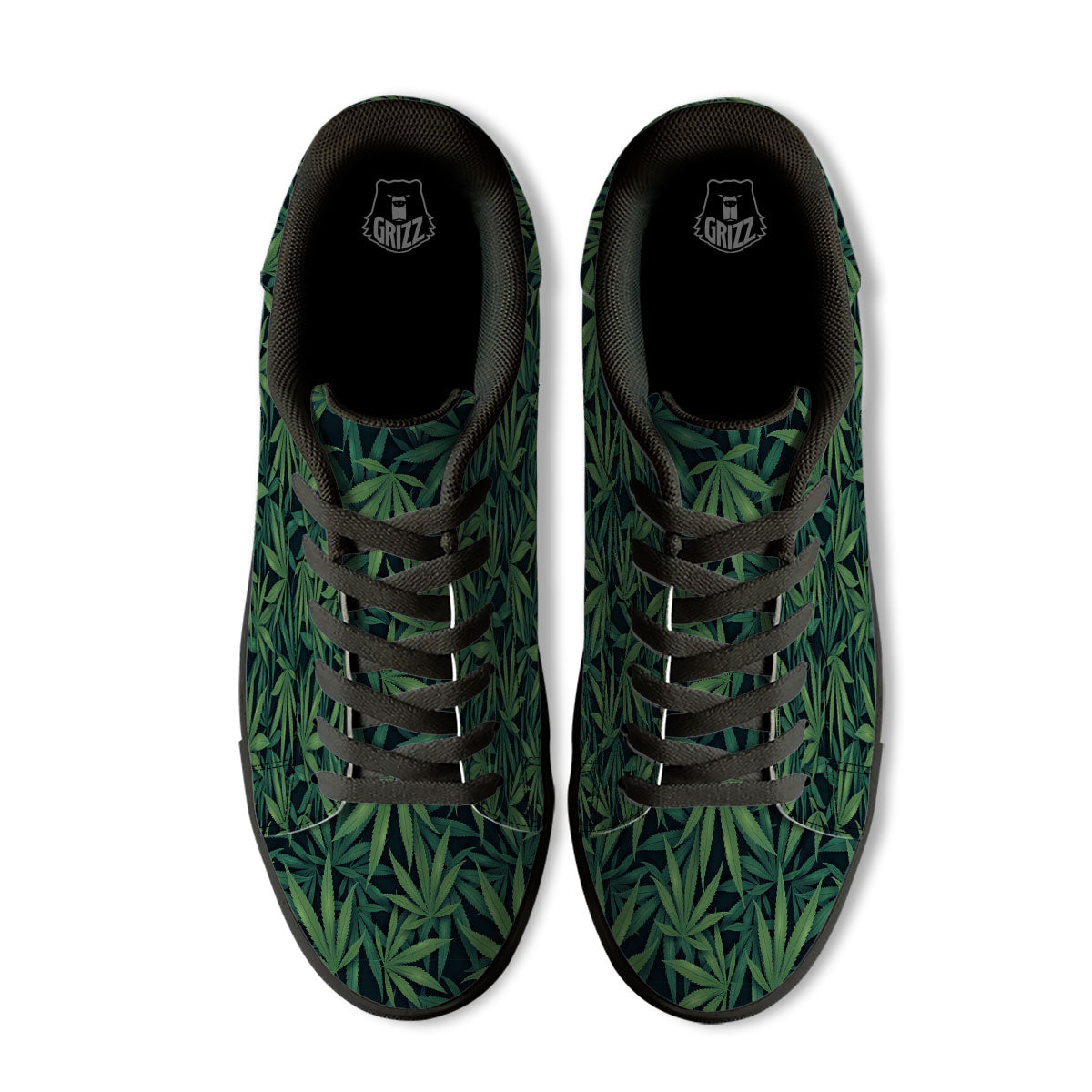 Pot Leaf Print Pattern Black Low Top Sneakers-grizzshop