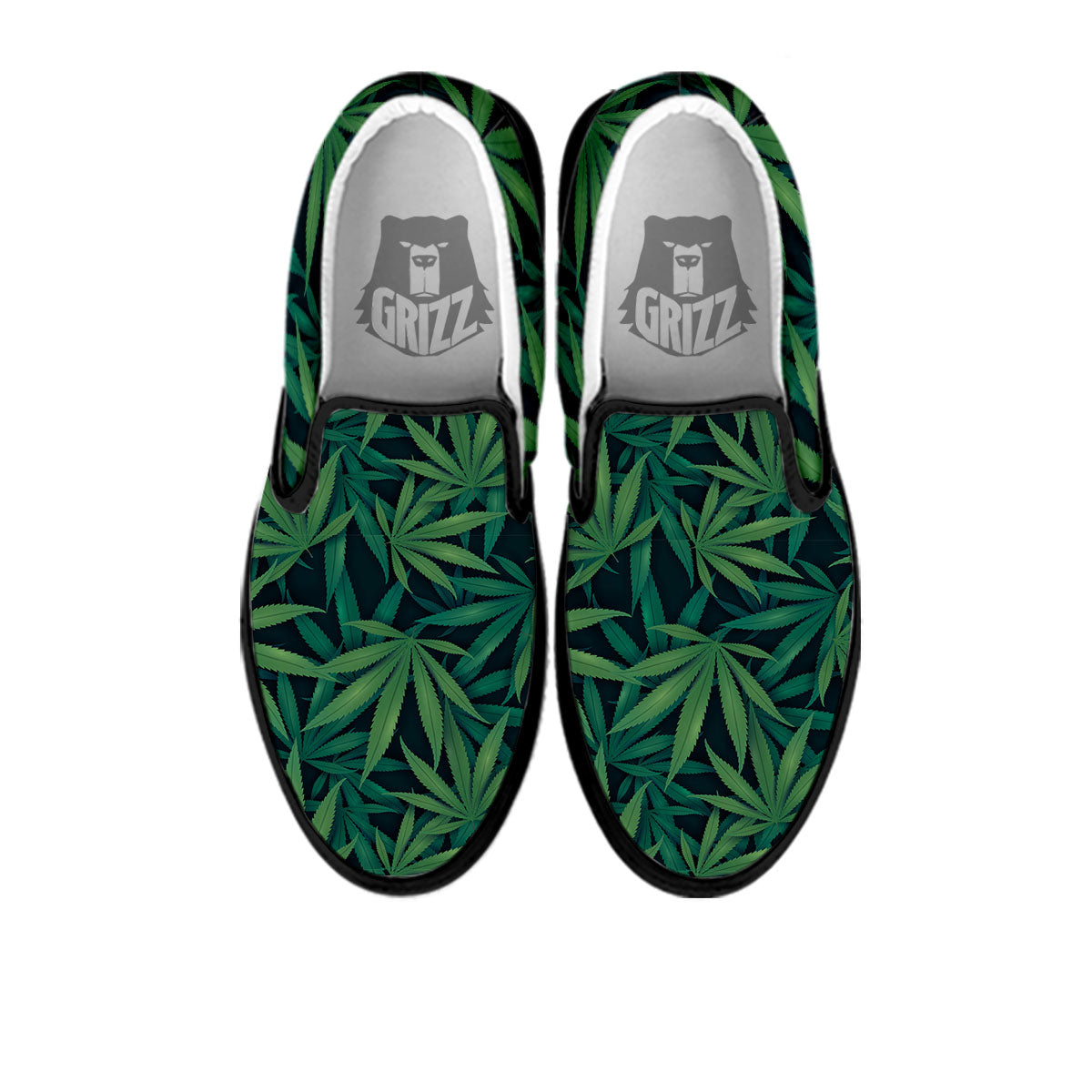 Pot Leaf Print Pattern Black Slip On Shoes-grizzshop