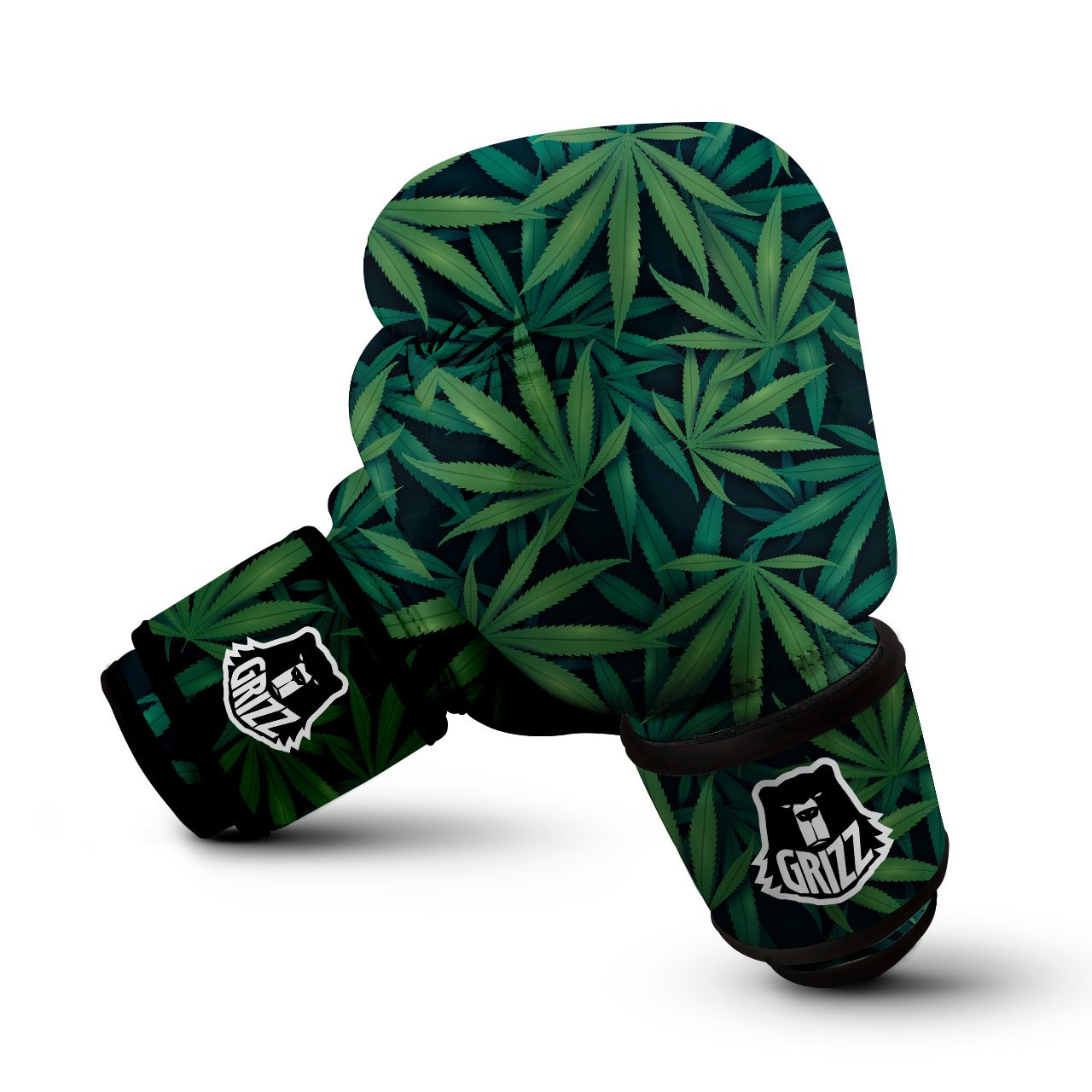 Pot Leaf Print Pattern Boxing Gloves-grizzshop