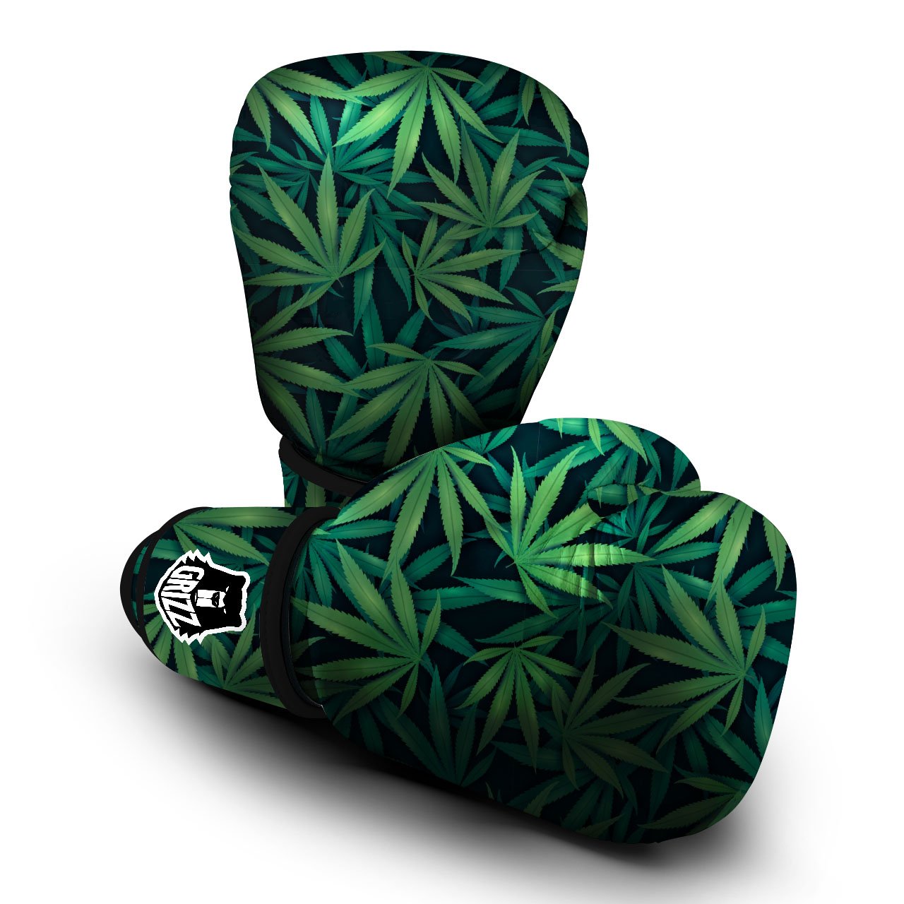 Pot Leaf Print Pattern Boxing Gloves-grizzshop