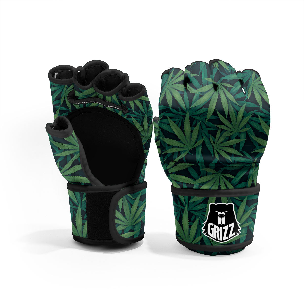 Pot Leaf Print Pattern MMA Gloves-grizzshop