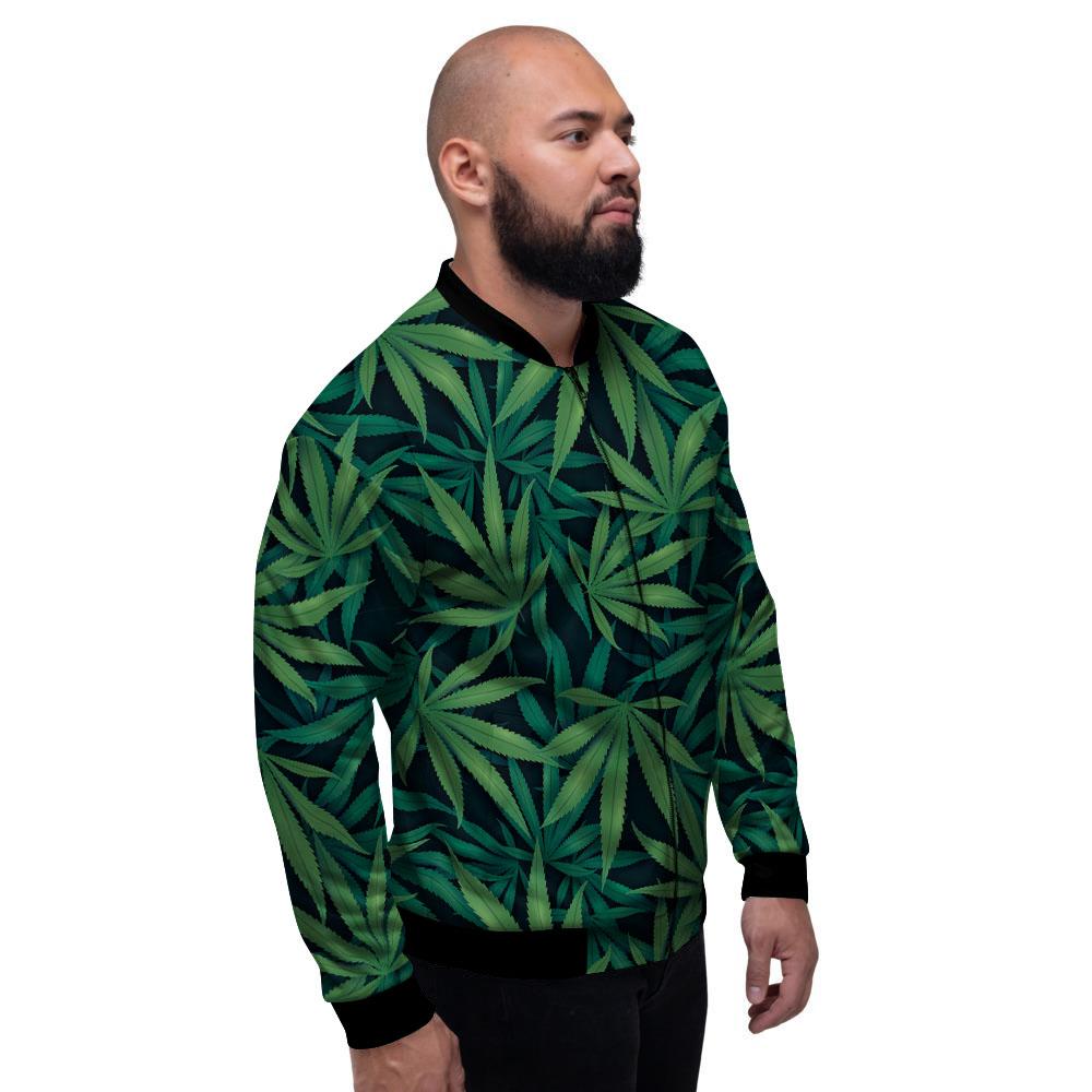 Pot Leaf Print Pattern Men's Bomber Jacket-grizzshop