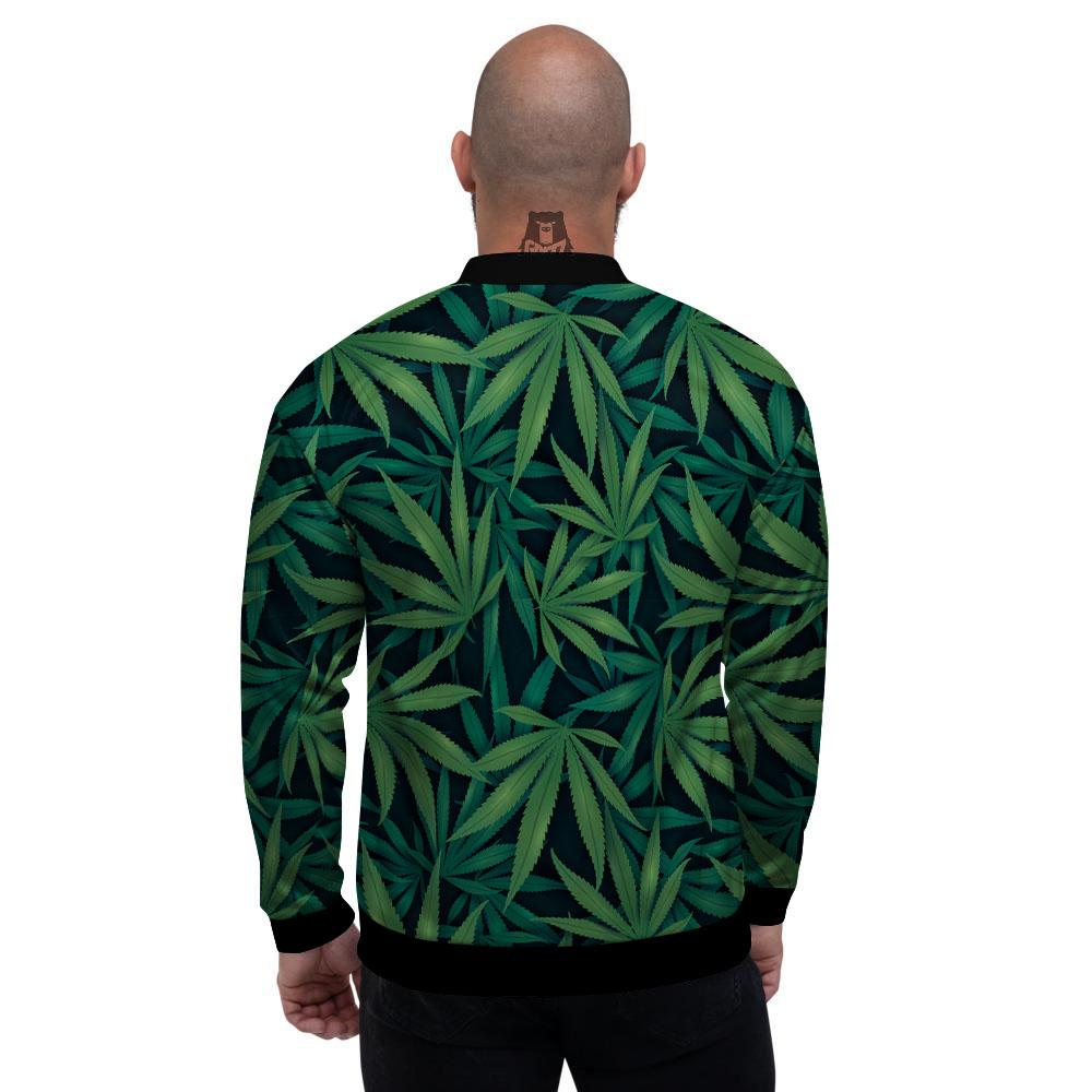 Pot Leaf Print Pattern Men's Bomber Jacket-grizzshop