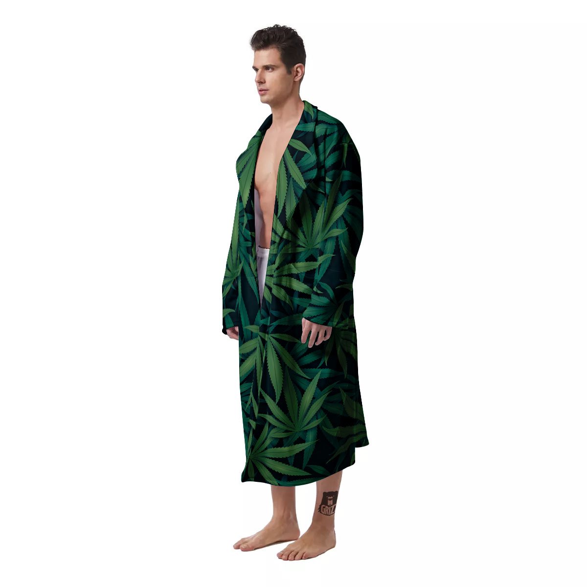Pot Leaf Print Pattern Men's Robe-grizzshop