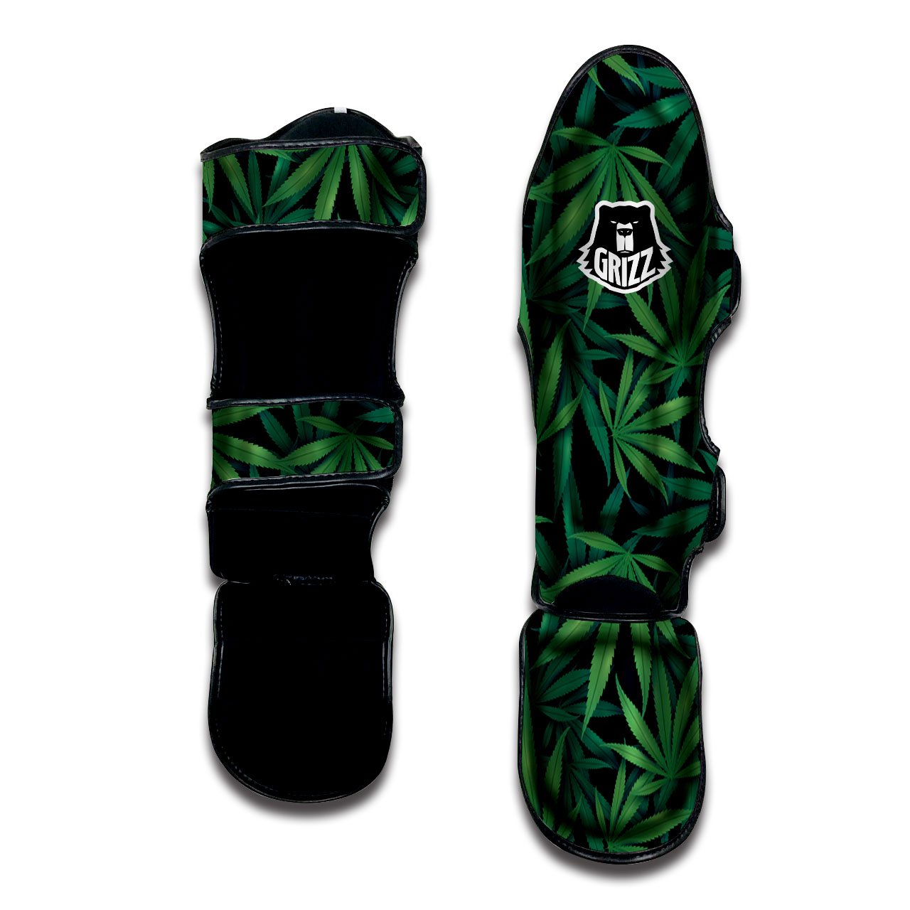 Pot Leaf Print Pattern Muay Thai Shin Guards-grizzshop