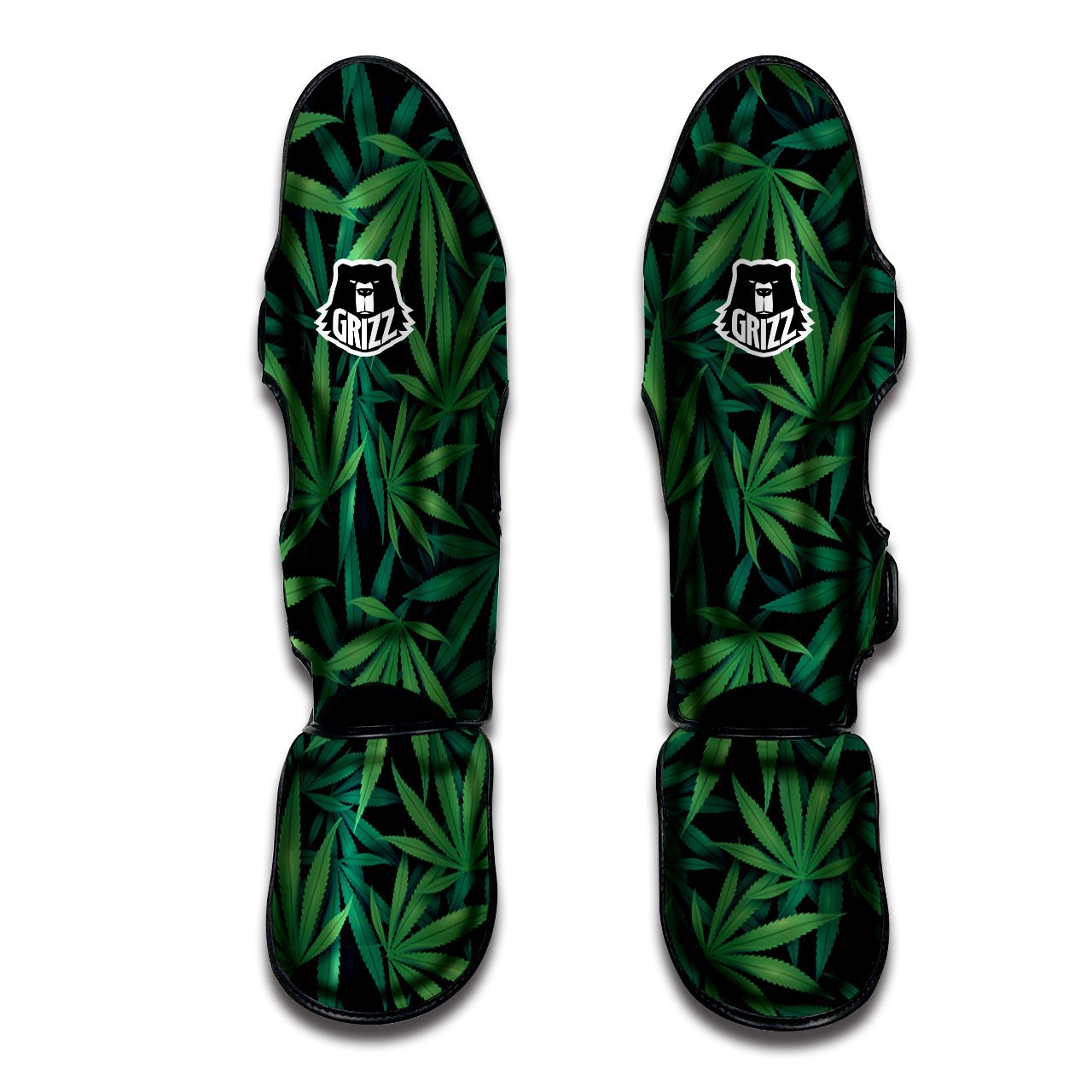 Pot Leaf Print Pattern Muay Thai Shin Guards-grizzshop