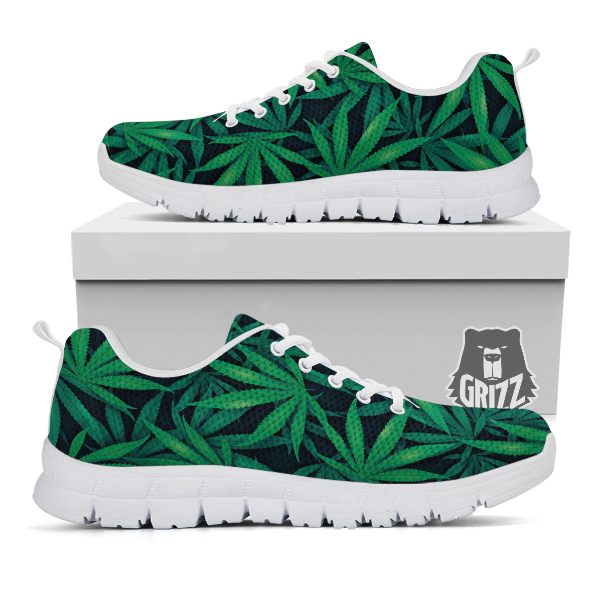 Pot Leaf Print Pattern White Sneaker-grizzshop