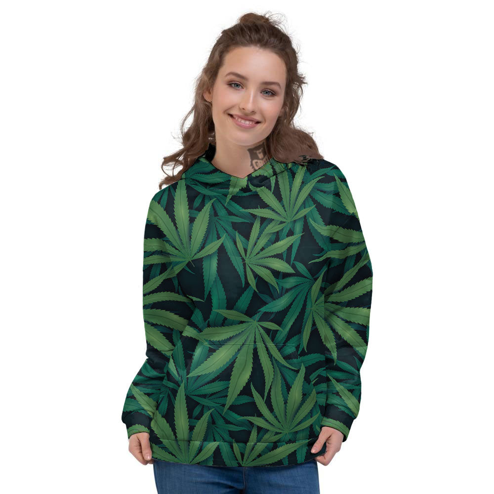 Pot Leaf Print Pattern Women's Hoodie-grizzshop
