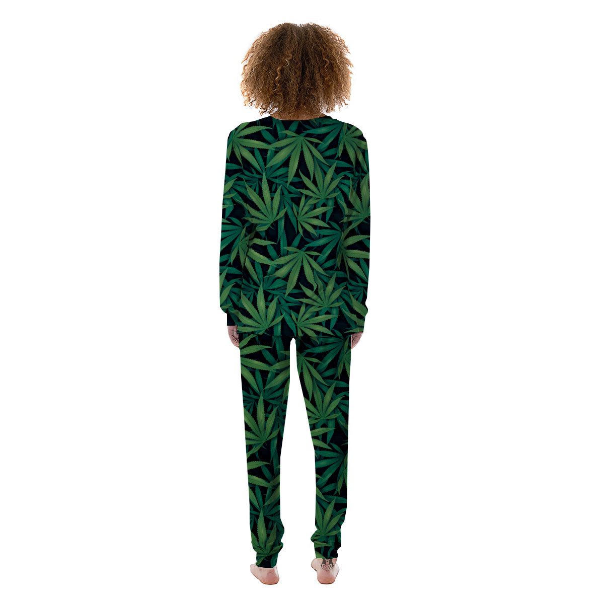 Pot Leaf Print Pattern Women's Pajamas-grizzshop