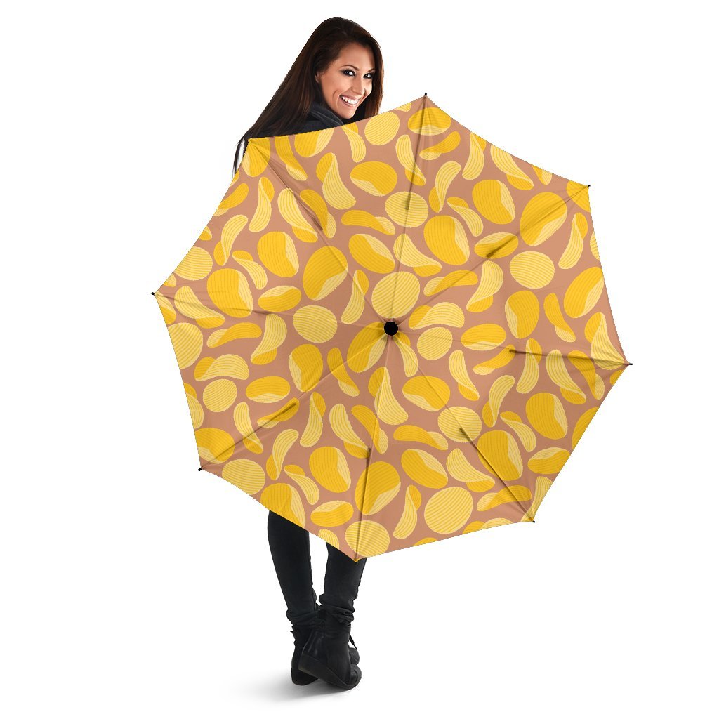 Potato Chip Pattern Print Automatic Foldable Umbrella-grizzshop