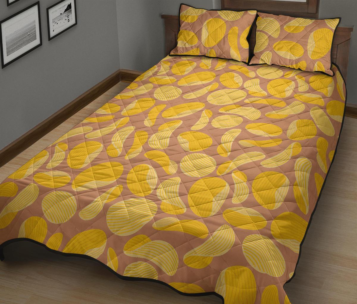Potato Chip Pattern Print Bed Set Quilt-grizzshop